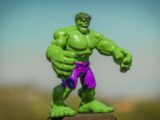 Marvel Hulk action figure standing on gray surface