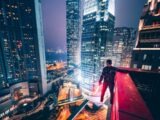 man parkour on a building
