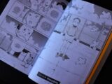 Manga pages with drawings of characters and scenes.