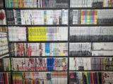 books on black wooden shelf